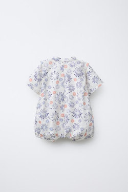 ZARA КОМБИНЕЗОН-КИМОНО С ПРИНТОМ, ЭКРЮ