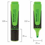 Текстовыделитель BRAUBERG "SUPER", ЗЕЛЕНЫЙ, прорезиненный корпус, линия 1-5 мм, 151739