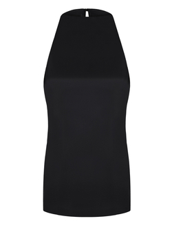 Топ с воротником стойкой из натурального шелка