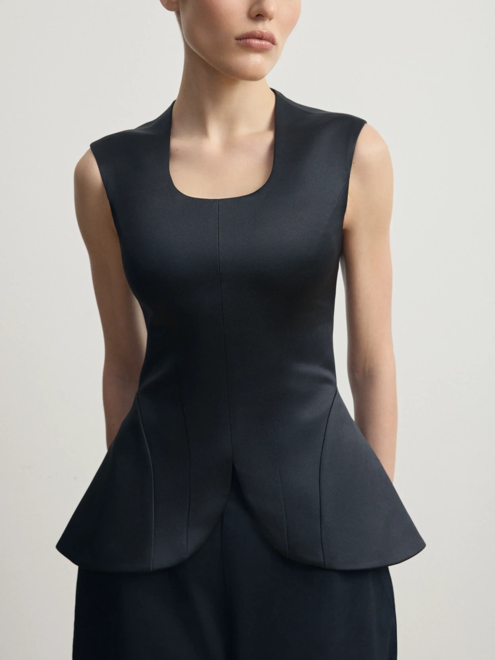 Черный корсетный топ из атласа "Muse Blanc"