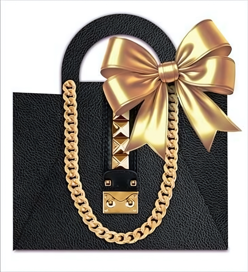 Конверт для денег "Сумочка "Черная" с атласной лентой" 90000536