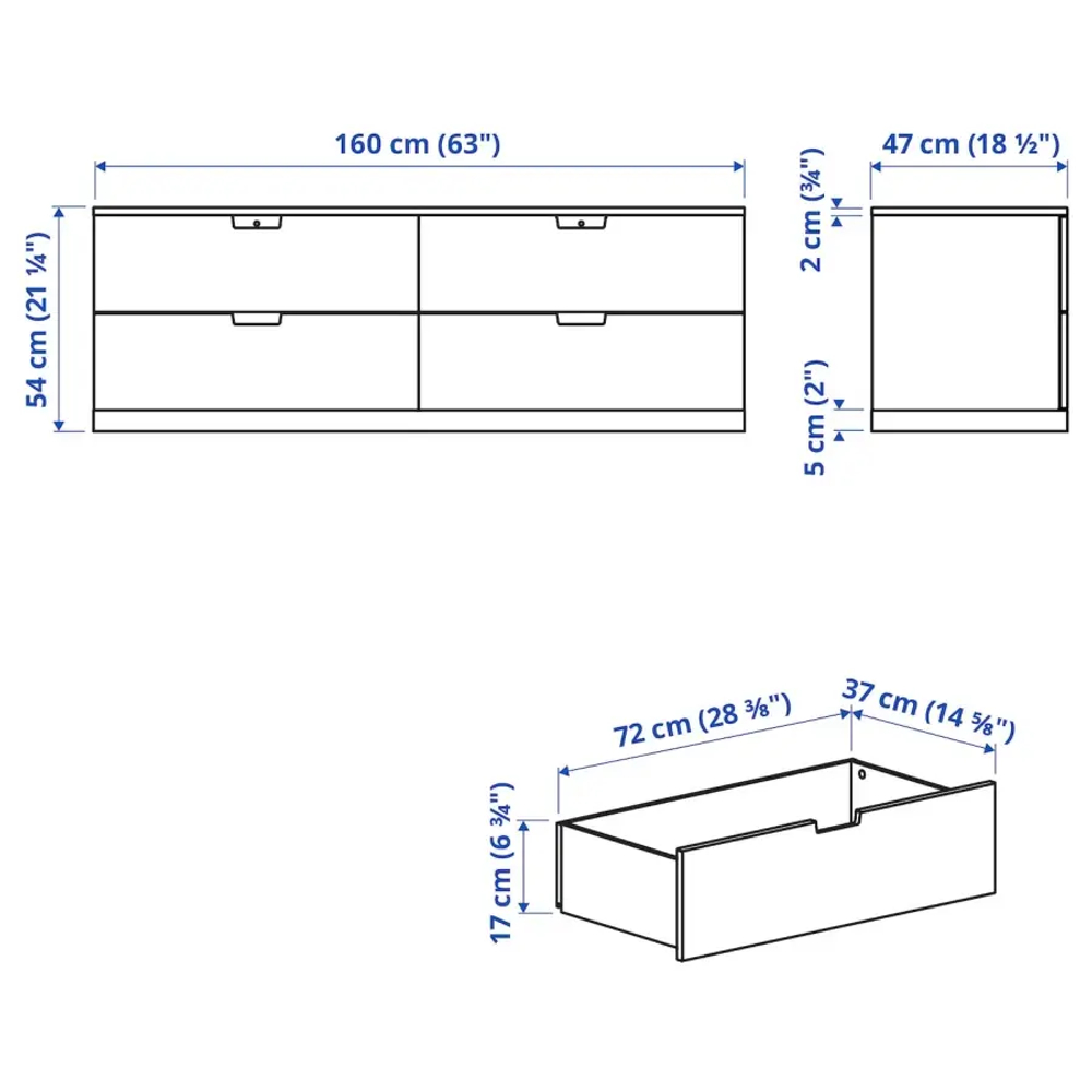 Комод - IKEA NORDLI/НОРДЛИ ИКЕА, 47х54х160 см, белый