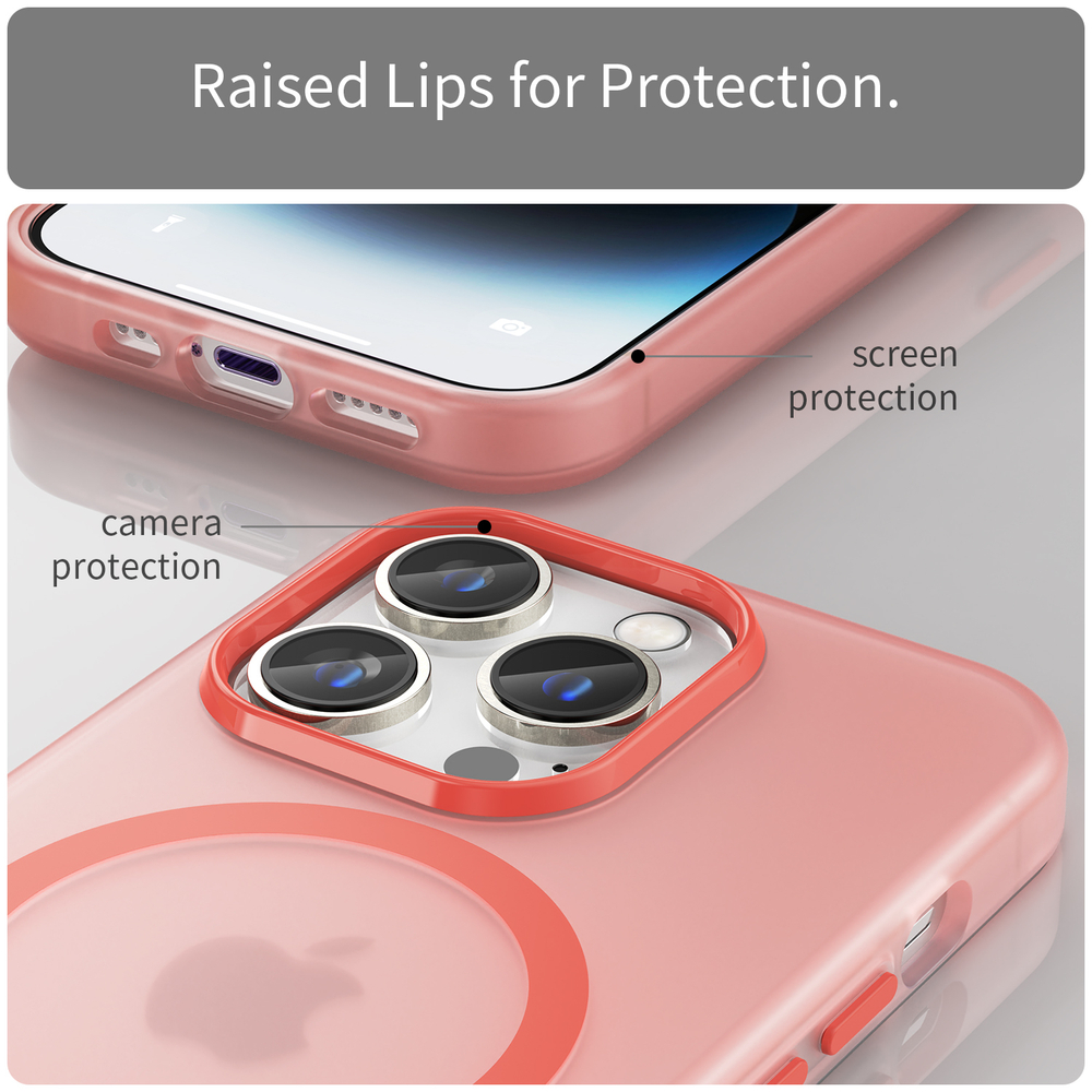 Мягкий чехол красного цвета с поддержкой MagSafe для iPhone 14 Pro Max, серия Frosted Magnetic