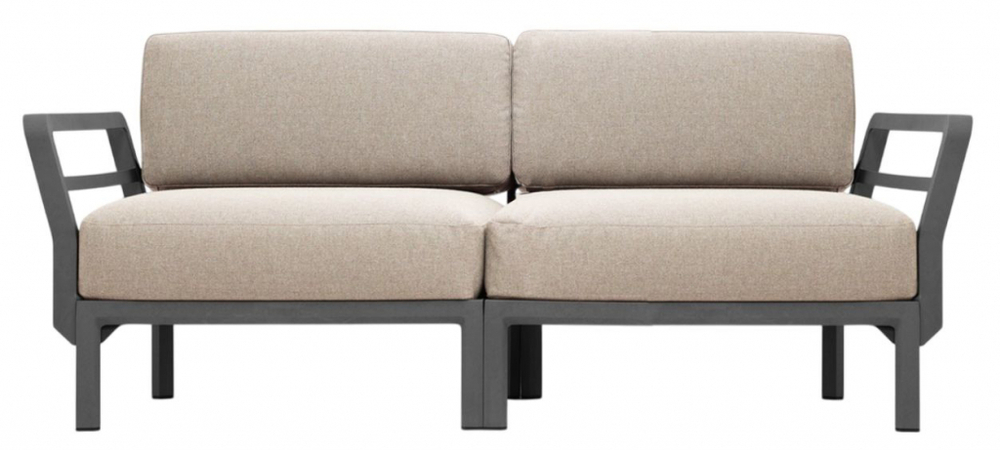 Диван пластиковый с подушками Nardi Maximo 2, базальт, жемчуг