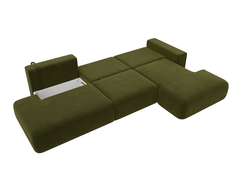 Диван угловой Лига-036 НПБ Модерн Лонг правый угол МИКРОВЕЛЬВЕТ Зеленый