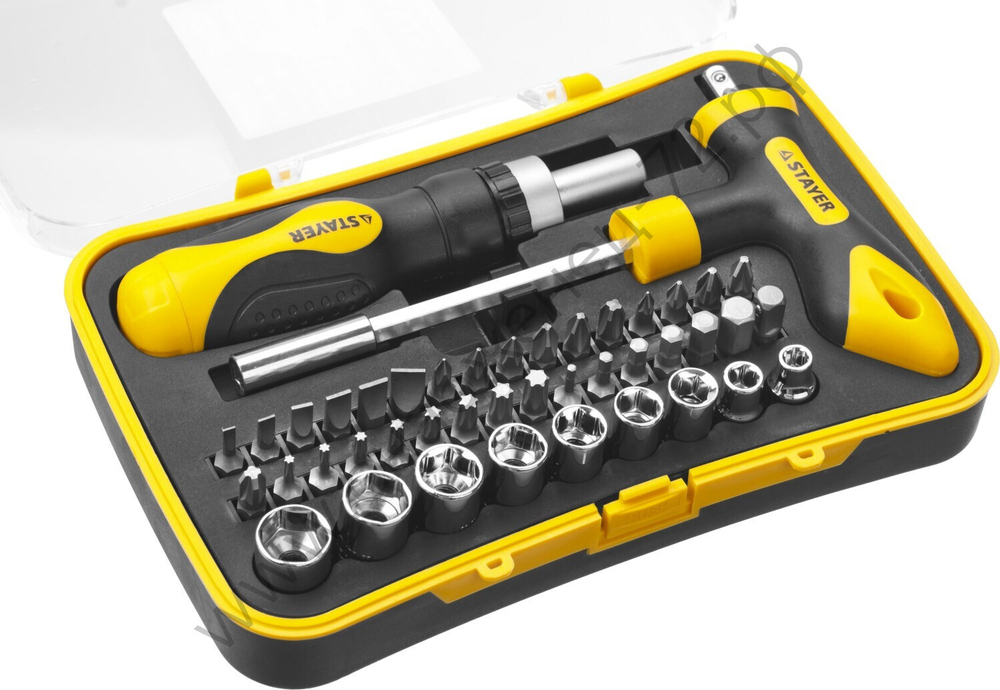 STAYER T-Compact-43 43 предм., Реверсивная отвертка с насадками (25084-H43)