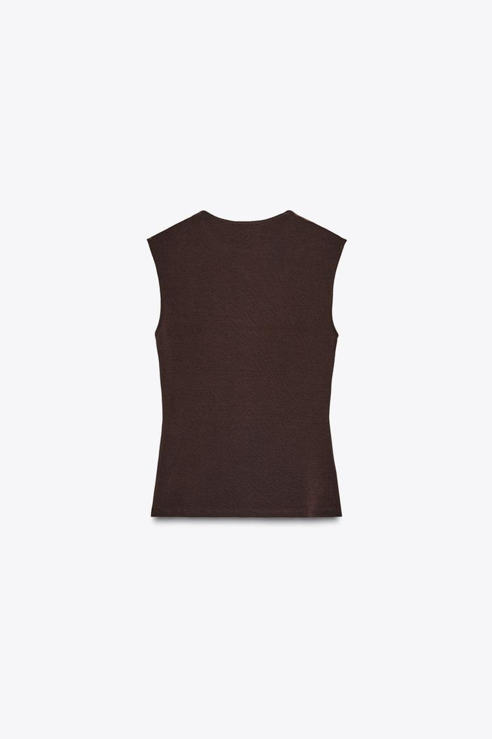 ZARA ТОП БЕЗ РУКАВОВ, КОРИЧНЕВЫЙ