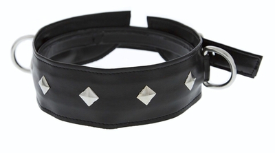 Полиуретановый ошейник с пуклями и D-кольцами Collar with Studs (Цвет: черный)