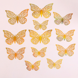 Набор для украшения Бабочки, 12 штук, голография, цвет золото