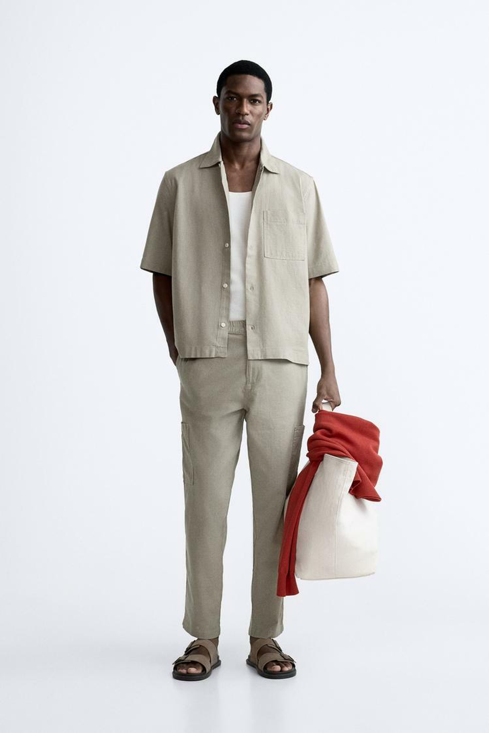 ZARA БРЮКИ КАРГО, СВЕТЛО-ЗЕЛЕНЫЙ