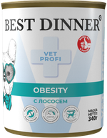 Консервы диета Best Dinner Vet Profi Obesity для снижения и контроля избыточной массы тела у взрослых собак с лососем 340 г