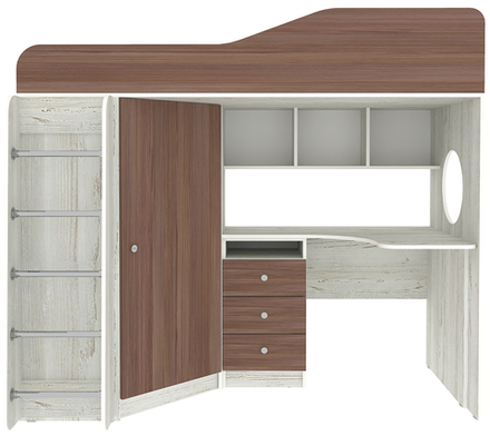 Кровать-чердак КарИВи Кадет 1 с металлической лестницей Винтерберг Бодего Темный