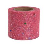 Лента (5,5 см*13,72 м) Фатин с блестками и пайетками, Коралловый, 1 шт.