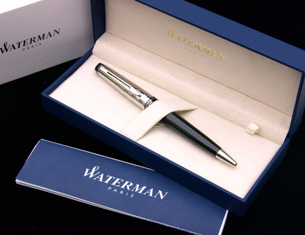 Шариковая ручка Waterman Expert 3 DeLuxe, цвет: Black CT, стержень: Mblu