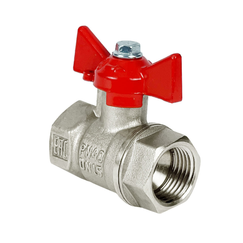 Кран шаровой (с никелевым покрытием), ручка-бабочка ВР/ВР 3/4" VALFEX