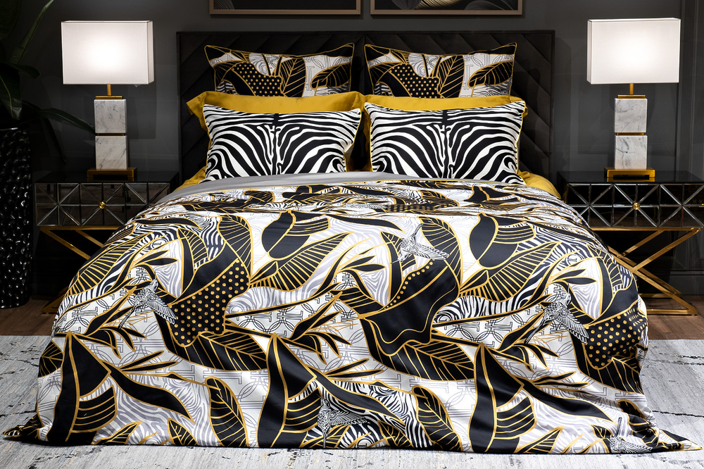 Пододеяльник 150x215 Garda Decor Тропики золотой/серый