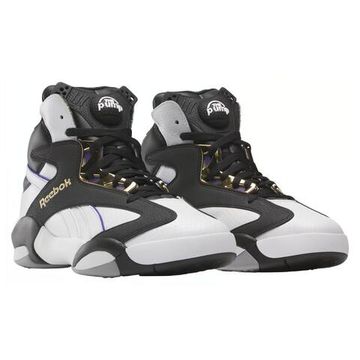 Reebok Shaq Attaq Навесные баскетбольные кроссовки высокого качества Черно-белой расцветки.