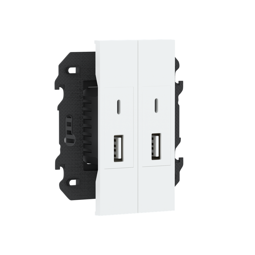 Зарядное устройство USB типа A+C+A+C,  ток до 2x3100мА,  в сборе с суппортом,  цвет белый матовый