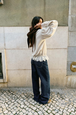 ZARA ТРИКОТАЖНЫЙ КАПЮШОН, КОРИЧНЕВЫЙ