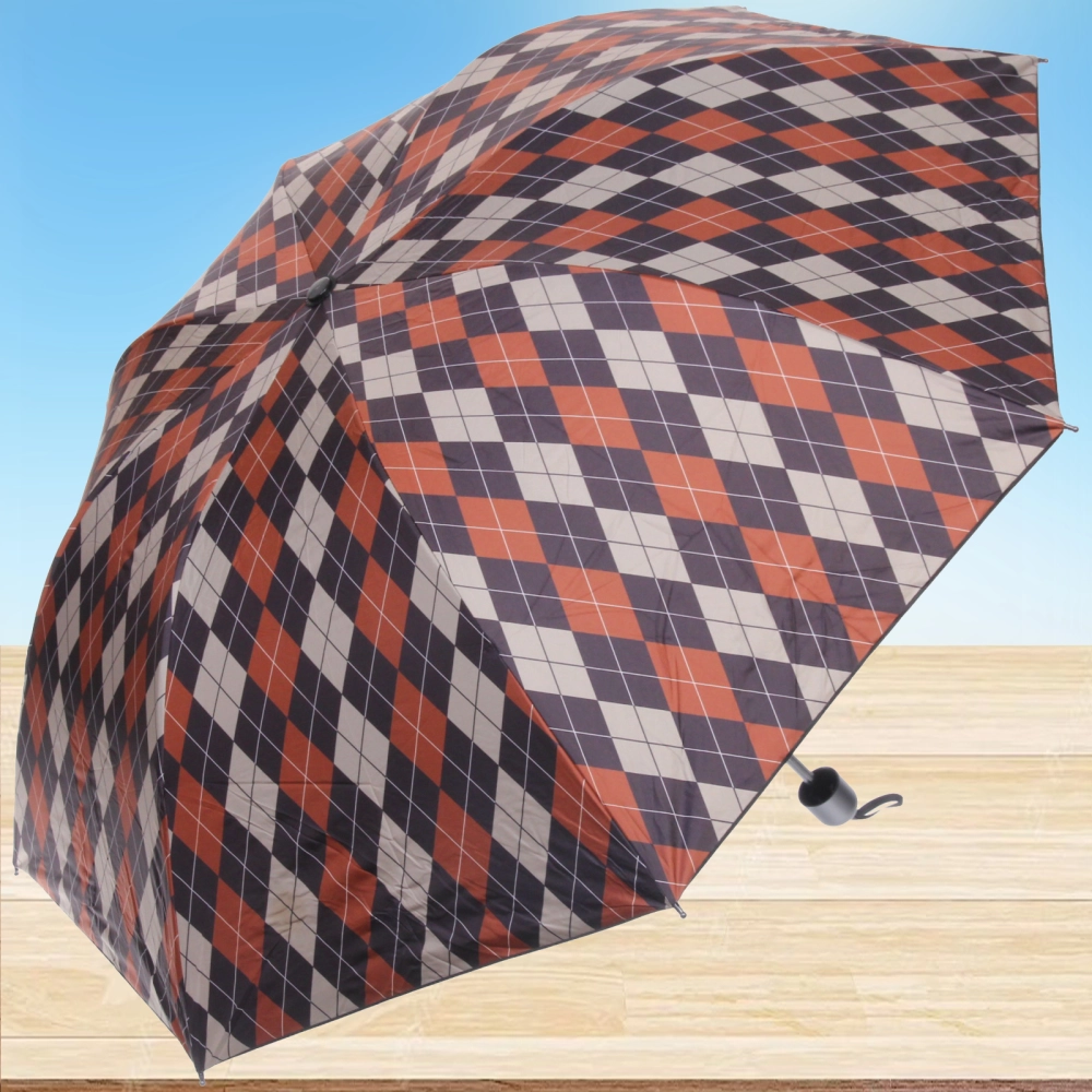 Зонт механический ветроустойчивый, матовая ручка «BESTzontik», темно-коричневый ромбик, длина 25см, d-110см