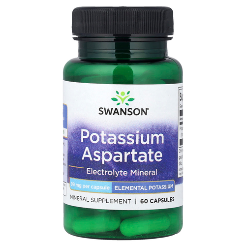 Swanson Vitamins, Аспартат калия, 99 мг, 60 капсул