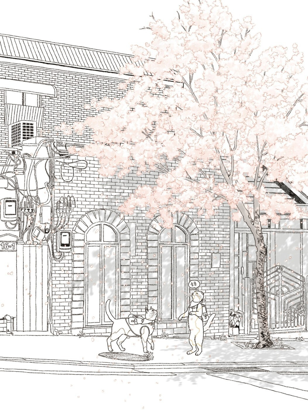 Two cats and a walk, Four Seasons. Coloring book (Korea)
