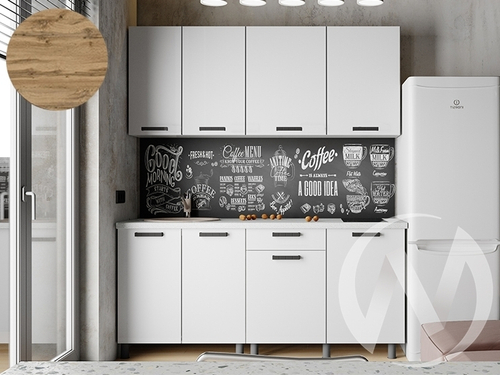 Кухня Кьяра 1.8м (корпус белый/карбон фарфор) 26мм дуб вотан