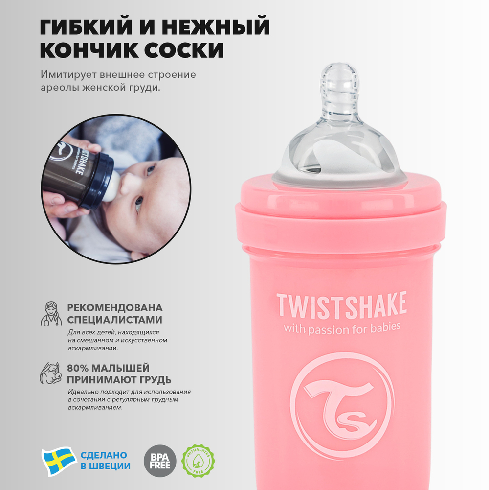 Антиколиковая бутылочка Twistshake для кормления 330 мл_2