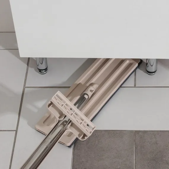 Швабра для мытья пола плоская с вертикальным отжимом Доляна, 2 насадки из микрофибры 35×14 см, стальная ручка 125 см