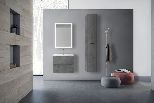 Тумба под раковину Vincea Mia 600 подвесная, 2 выкатных ящика soft close, Beton