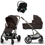 Коляска Cybex Balios S Lux TPE complete Aton S2 Moon Black Base One 4 в 1 Chocolate Brown с дождевиками