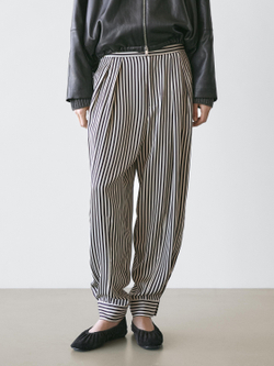 Massimo Dutti Полосатые драпированные брюки с вытачками, черный/белый