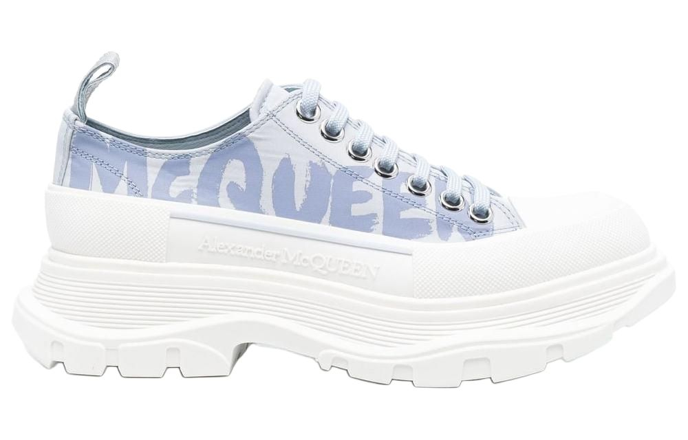 Alexander McQueen Tread Slick Low Lace Up Graffiti Shoes "Blue White" Women"s