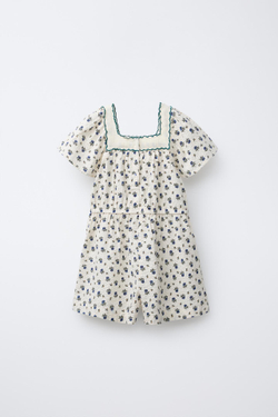 ZARA КОМБИНЕЗОН С РЕЛЬЕФНЫМ ЦВЕТОЧНЫМ ПРИНТОМ, ЭКРЮ