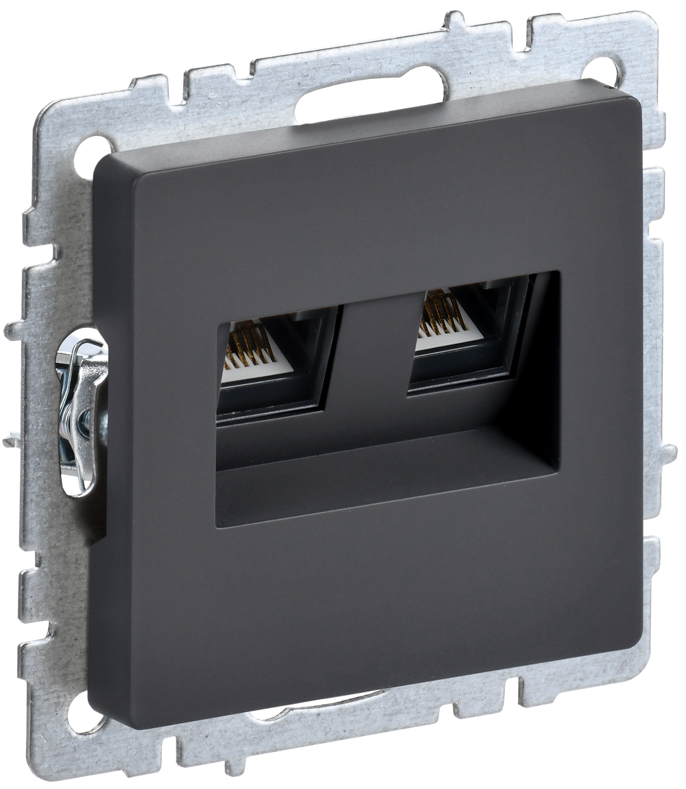 BRITE Розетка двойная RJ11+RJ45 кат.5E РК/Т12-БрГ графит IEK
