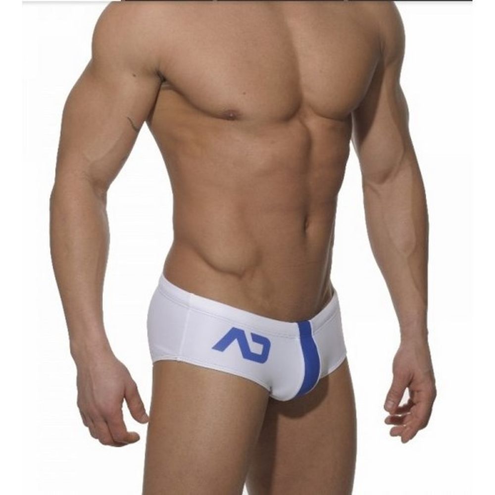 Мужские плавки брифы белые с синей вставкой Addicted