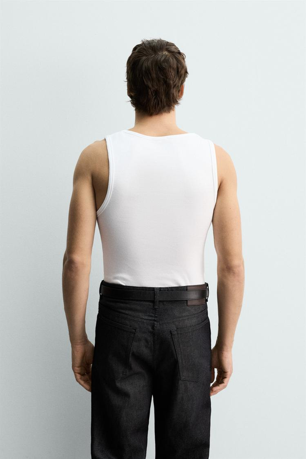 ZARA БАЗОВАЯ МАЙКА В РУБЧИК, БЕЛЫЙ