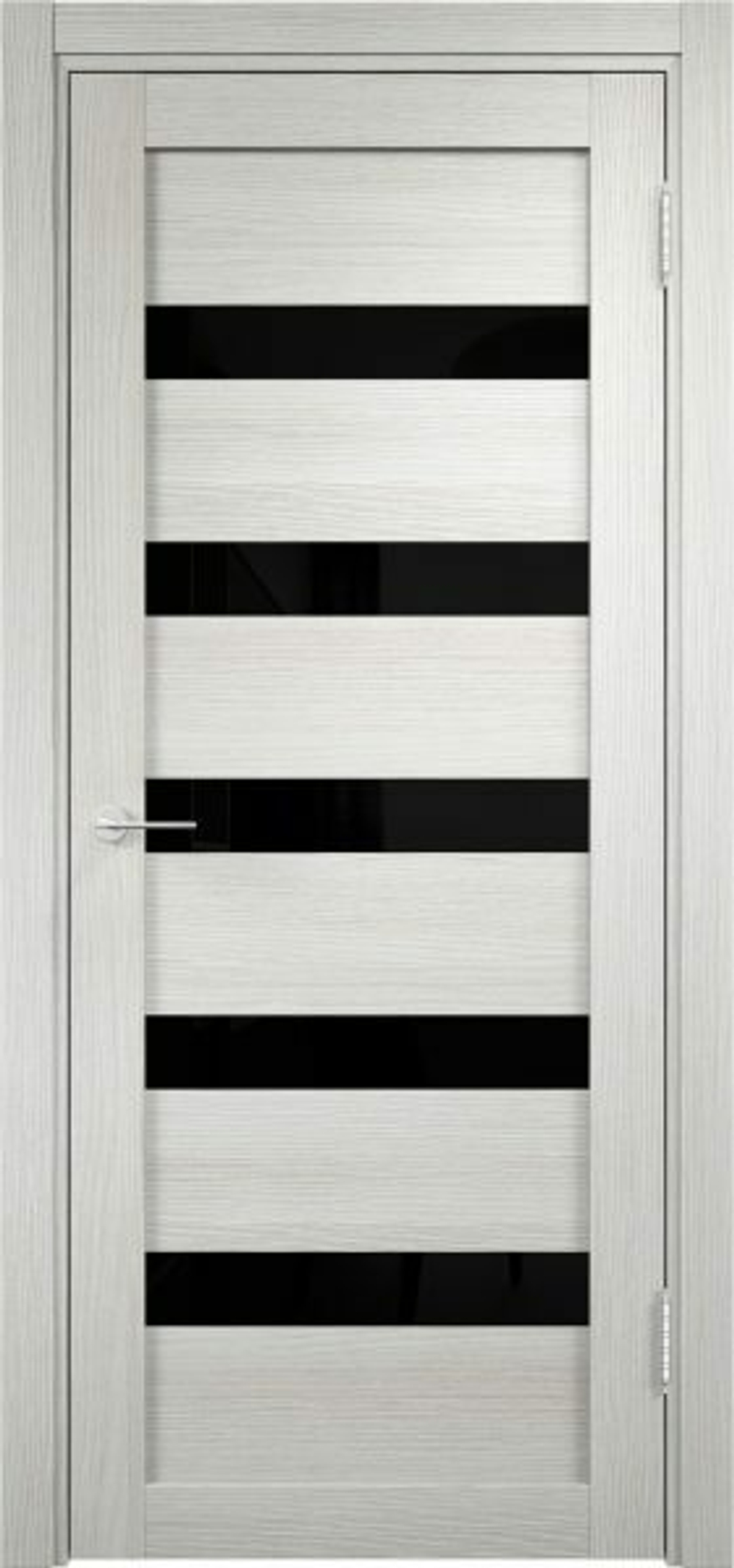 Межкомнатная дверь с покрытием 3d Граф Мюнхен -03 цвет:Слоновая кость (черное стекло)