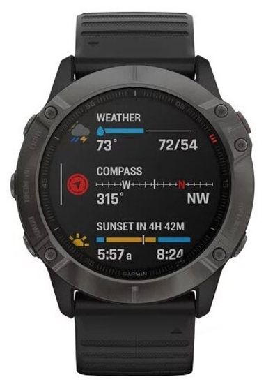 Умные часы Garmin Fenix 6X Sapphire DLC, серый/черный