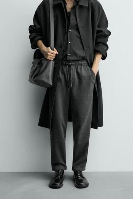 ZARA БРЮКИ-ДЖОГГЕРЫ NON IRON КОМФОРТНОЙ ПОСАДКИ, МАРЕНГО МЕЛАНЖ