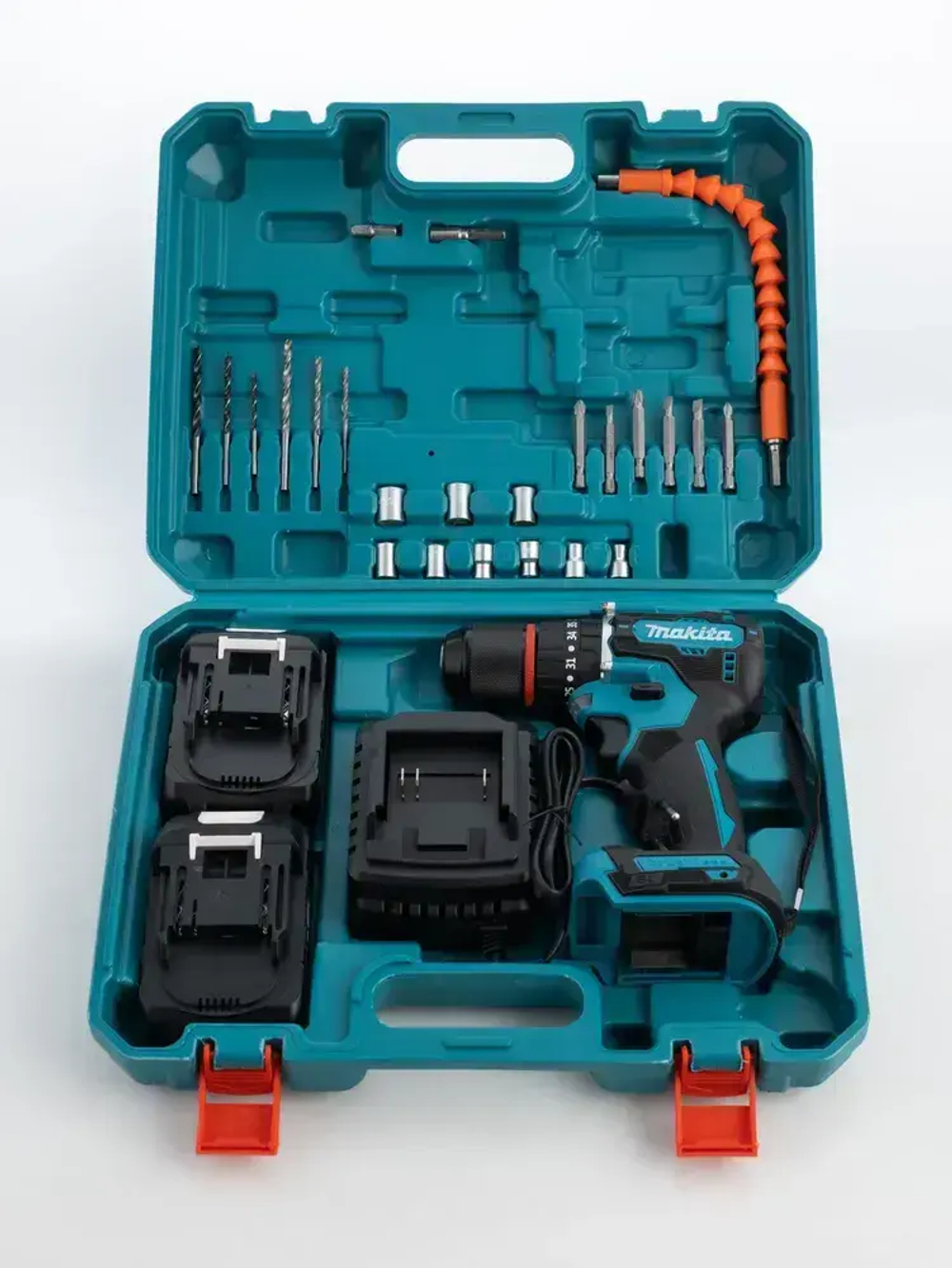 Дрель шуруповерт Makita 24v бесщеточный, 80 Нм, с набором и 2 АКБ