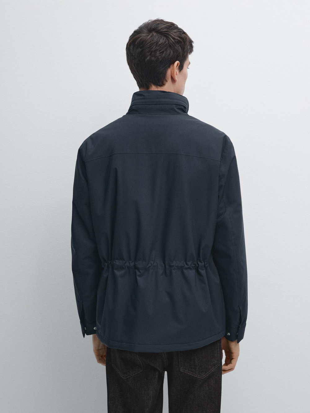 Massimo Dutti Водоотталкивающая стеганая куртка с карманами, темно-синий