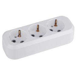 Колодка ЭРА KX-3e 3 розетки с зазeмлением белая
