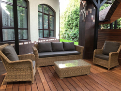 "Гляссе" кресло плетеное из искусственного ротанга, цвет соломенный