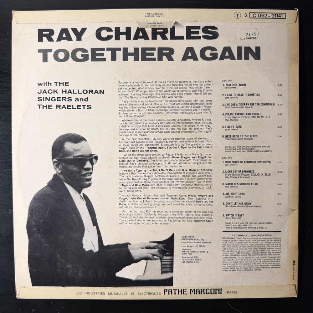 Ray Charles ‎– Together Again (Франция 1970г.)