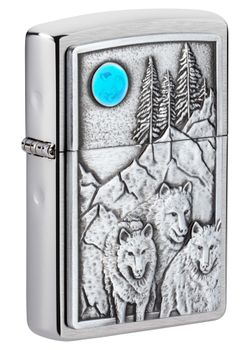 Зажигалка Zippo Wolf Design с покрытием Brushed Chrome (49295)