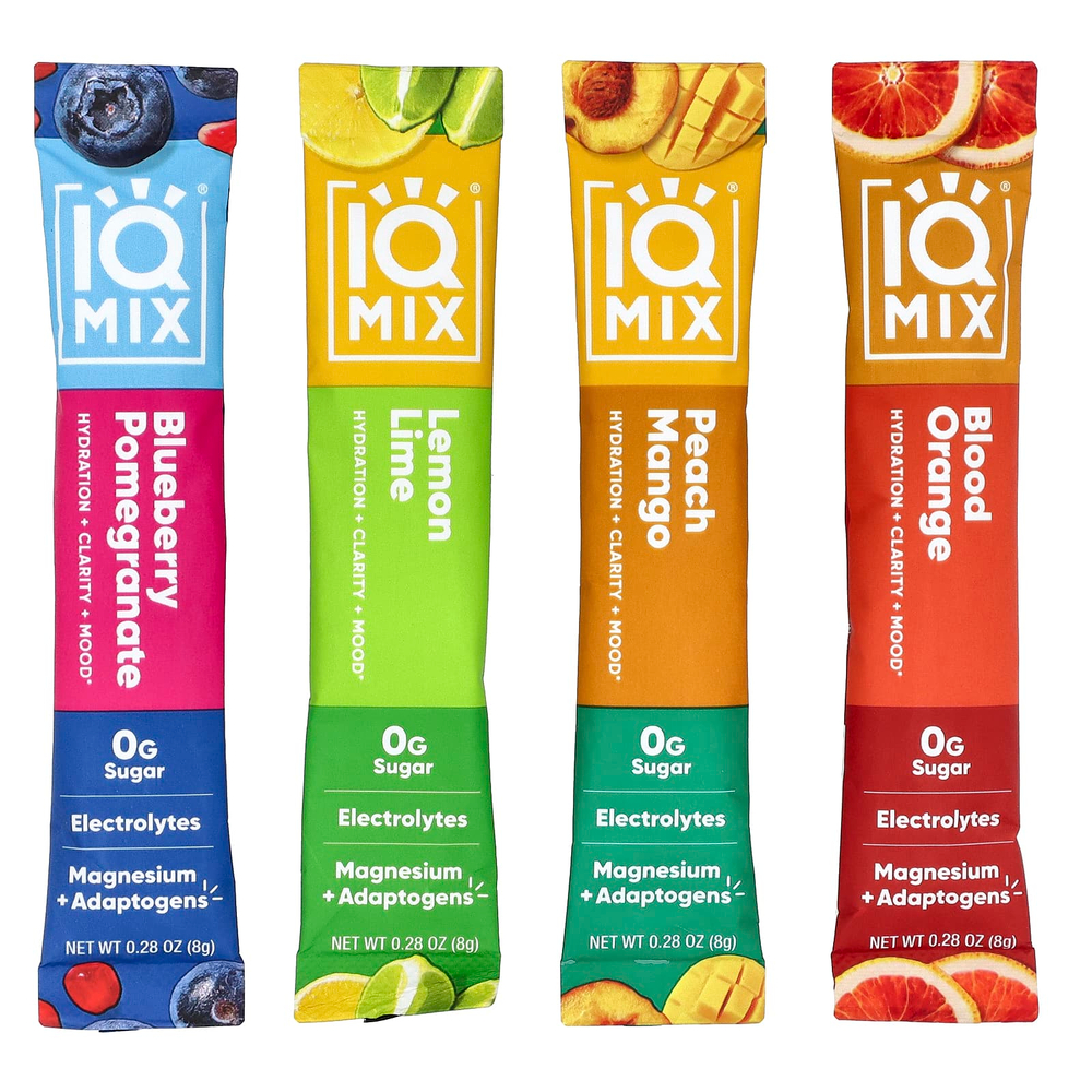 IQBAR, IQMIX®, смесь для увлажнения, чистоты и настроения, набор разных вкусов, 20 стиков по 8 г (0,28 унции)