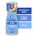 Gerber, Puffs, злаковые подушечки, для малышей от 8 месяцев, клубника и яблоко, 42 г (1,48 унции)