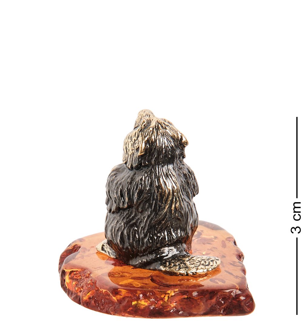Народные промыслы AM- 796 Фигурка «Бобер» (латунь, янтарь)