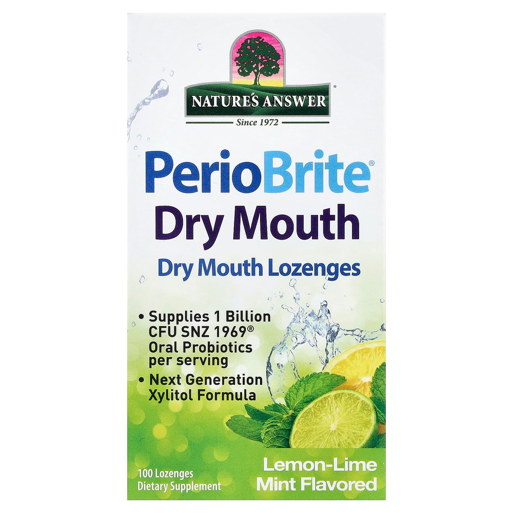 Nature's Answer, PerioBrite® пастилки для сухого рта, лимонно-лаймовая мята, 100 пастилок
